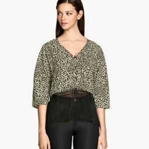 H&M ANIMAL PRINT KIMONO WITH FRINGE